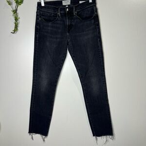Frame Denim L’Homme Slim Fit Black Jeans Raw Hem